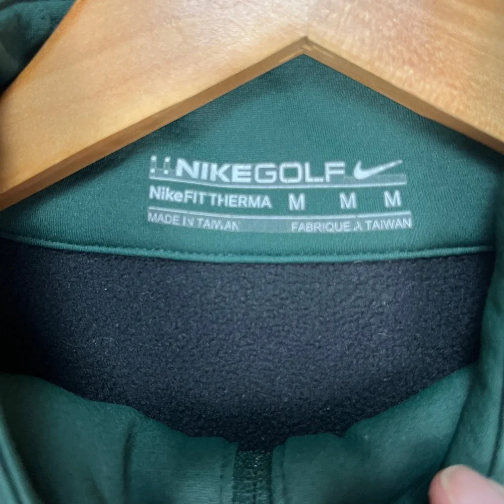 Nike Pullover Men Medium Green Long Sleeve Golf Therma-FIT 1/4 Zip Fleece Swoosh